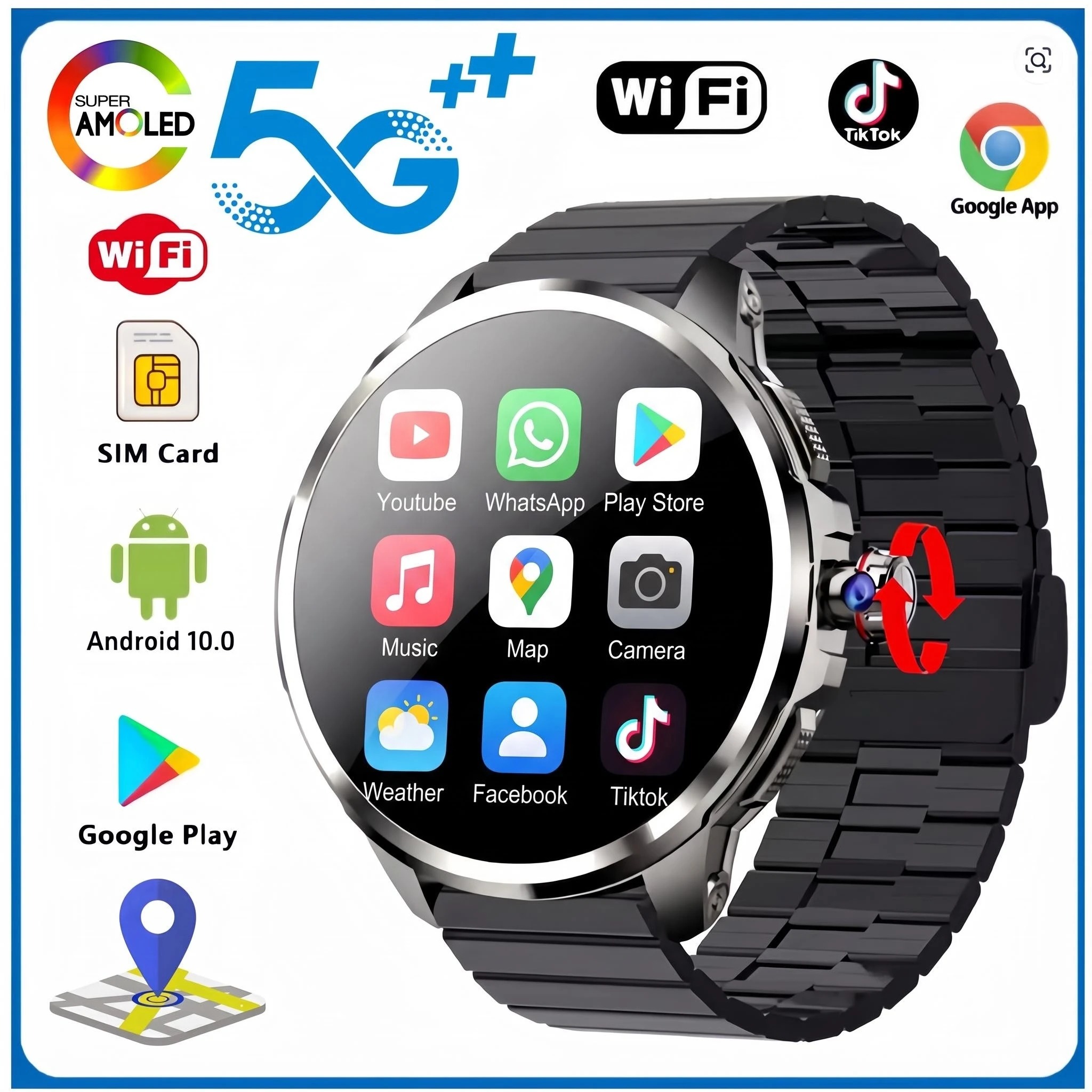 Seaweed Snack - 5G/4G Full Network Smart Watch 1.95