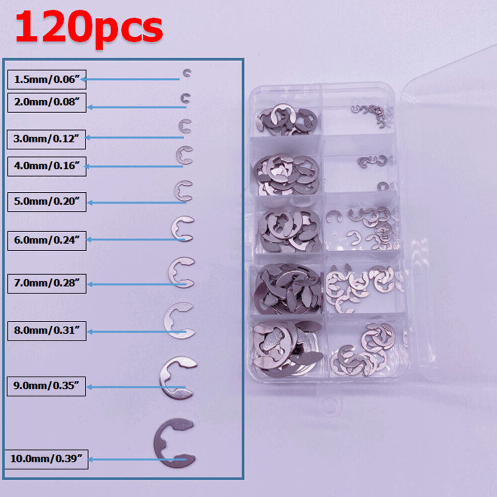 120Pcs E-Clips C Clips Stainle - Nuts Mix ulasan dan harga